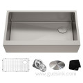 Apron front Workstation ledged handmade stainless steel sink